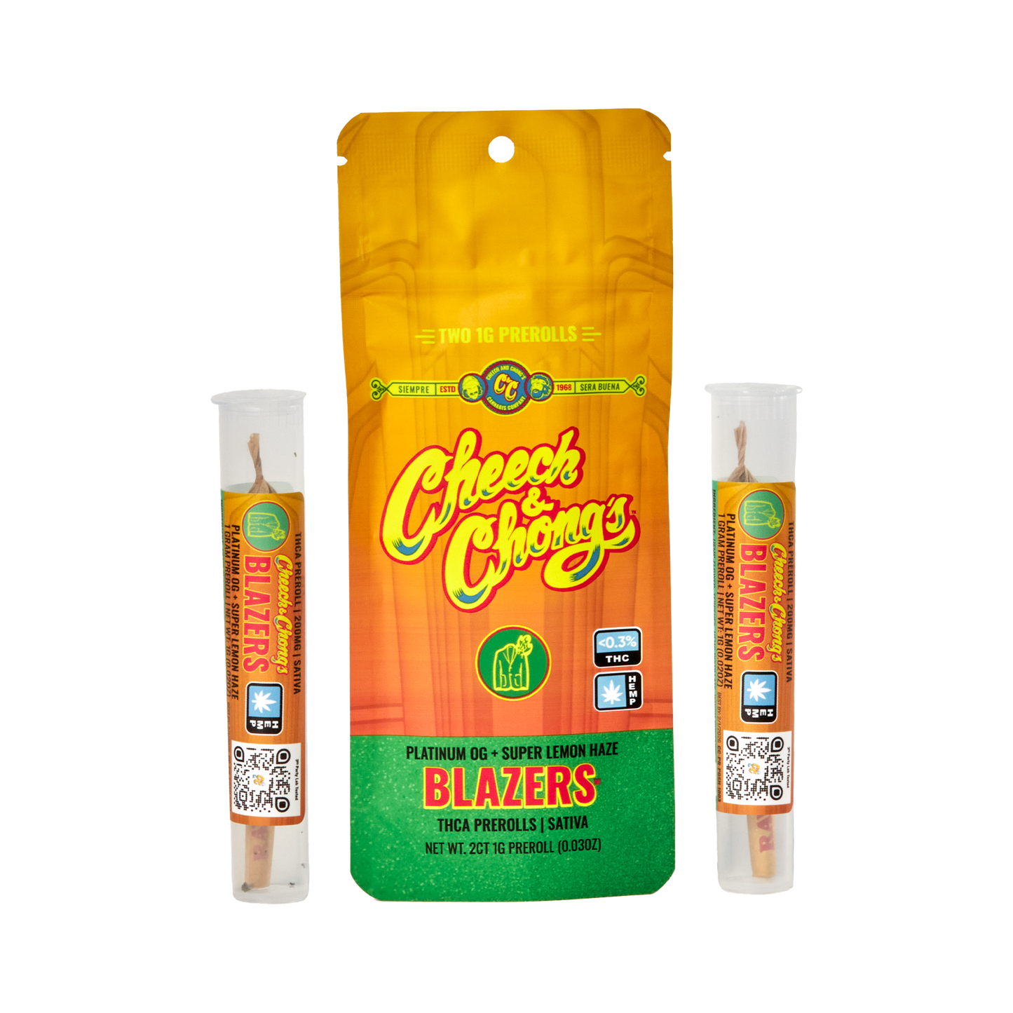 Cheech and Chongs Blazers – Platinum OG + Super Lemon Haze - Prerolls - Sativa